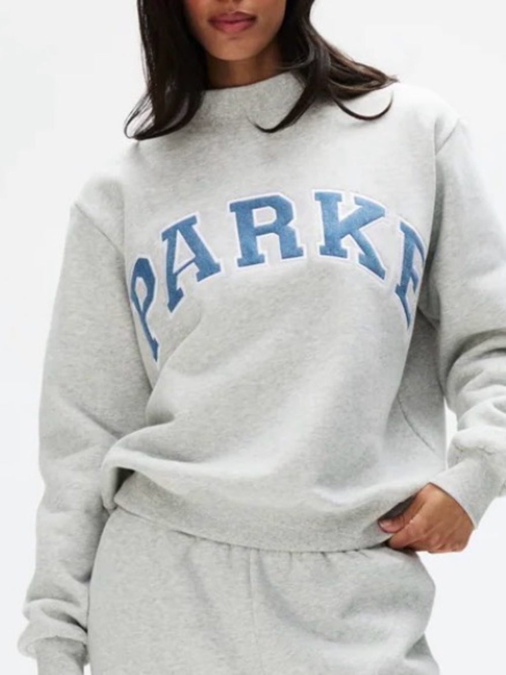 New Parke Vintage Denim Varsity Mockneck Sweatshirt